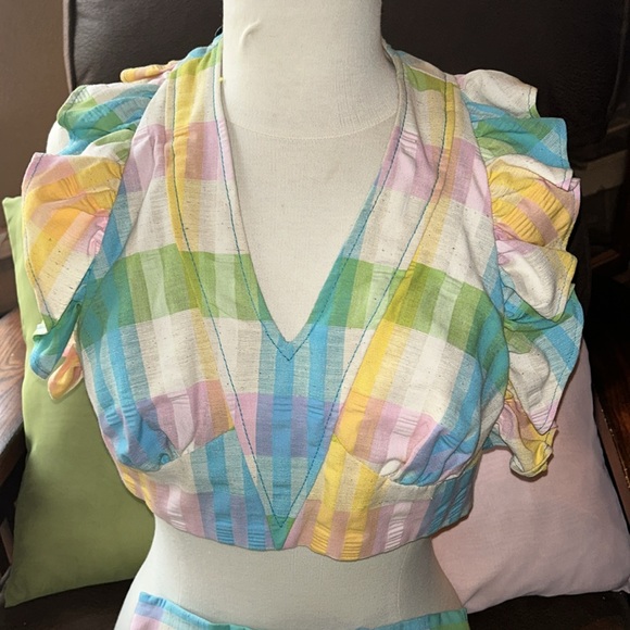 Vintage 1970’s “Young Edwardian, Arpeja” Ruffle Halter Top and Hem Skirt - Picture 4 of 10